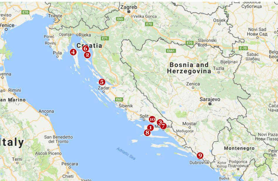 kartta kroatia Kartta Kroatian Rannoista Fincro Fi kartta kroatia